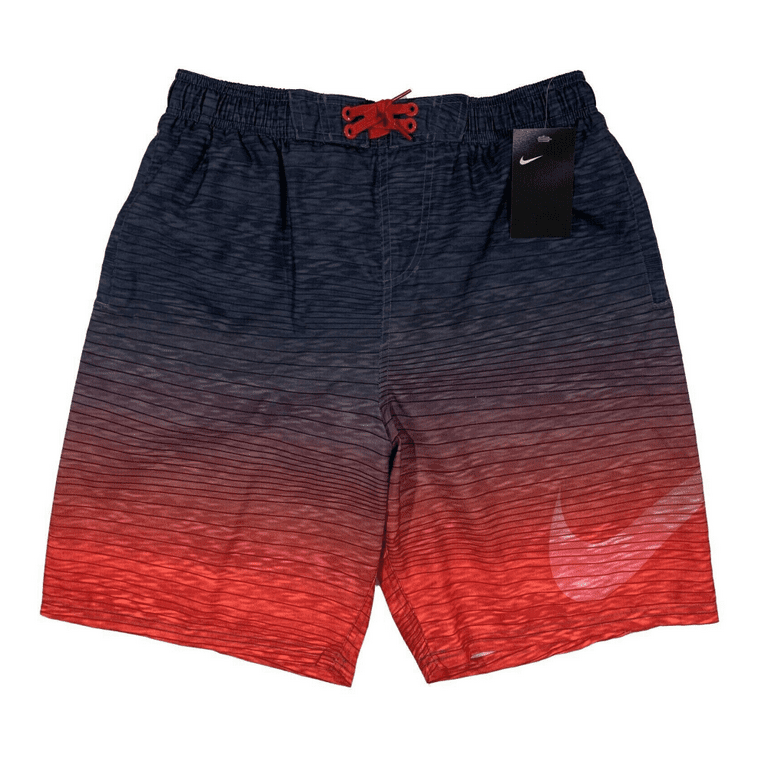 Nike Men s Swim 9 Inch Volley Shorts Ombre Gray Orange Red Size S Walmart