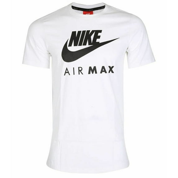 Nike Men's T-Shirt Air Max Slim Fit Athletic Short Sleeve Crewneck Work Out Tee, White, S