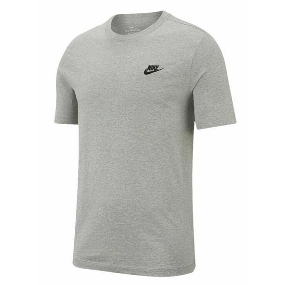 Nike Men's T-Shirt Embroidered Logo Athletic Short Sleeve Tee Cotton Tops, Grey, M