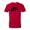 thumbnail image 1 of Nike Men's T-Shirt Logo Swoosh Printed Athletic Active Short Sleeve Shirt, Red, L, 1 of 5