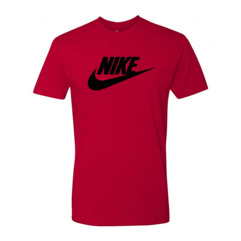 Nike Men's T-Shirt Logo Swoosh Printed Athletic Active Short Sleeve Shirt,  Red, XL 