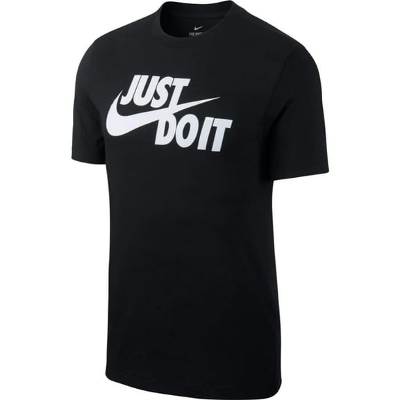 Nike Men's T-Shirt Sportswear "Just Do It" Short Sleeve Crew Neck Athletic Shirt, Black / White, L