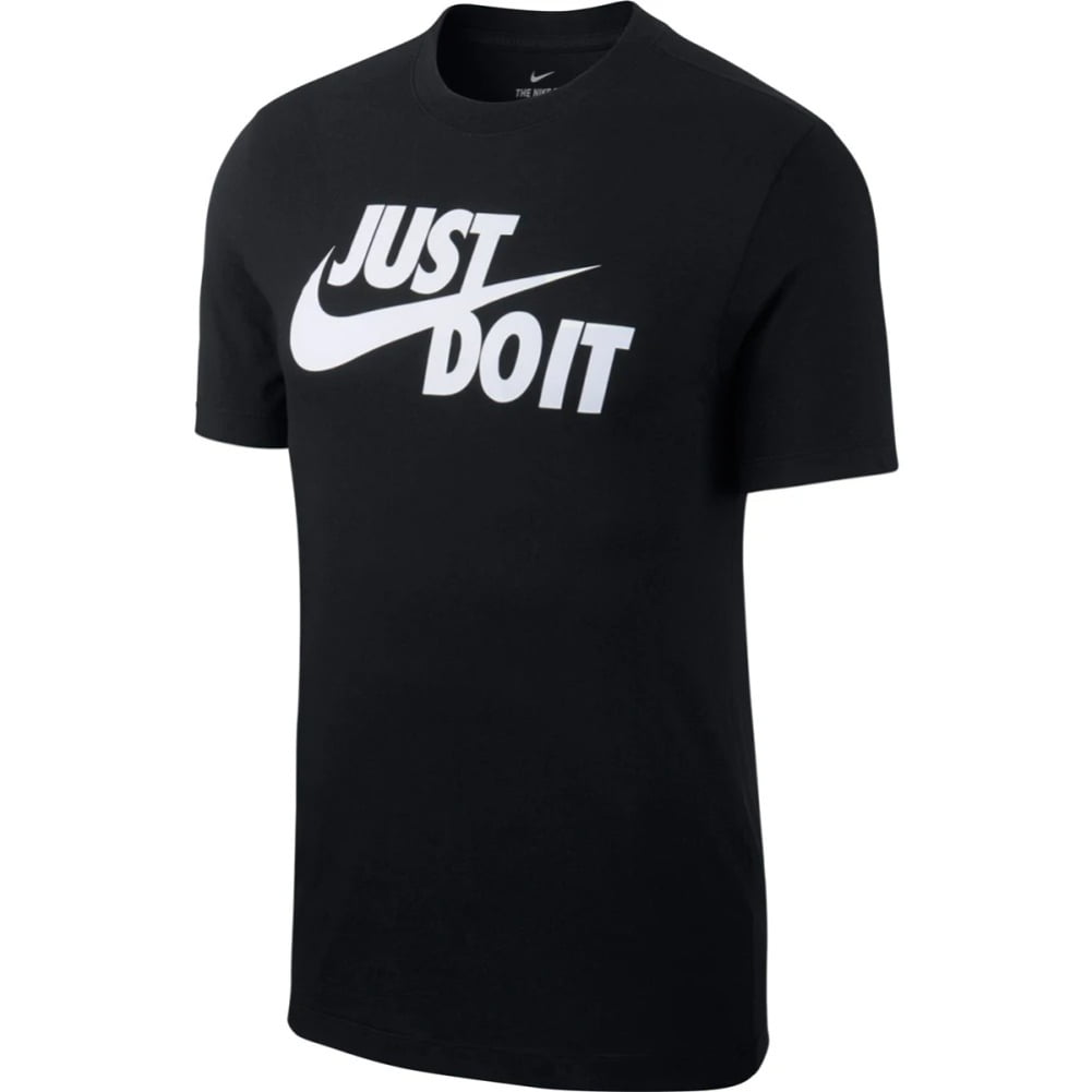 Nike Men's T-Shirt Sportswear "Just Do It" Short Sleeve Crew Neck Athletic Shirt, Black / White, XL
