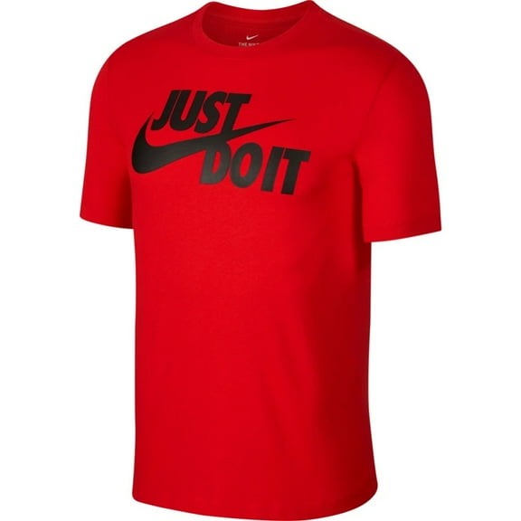 Nike Men's T-Shirt Sportswear "Just Do It" Short Sleeve Crew Neck Athletic Shirt, Red / Black, S