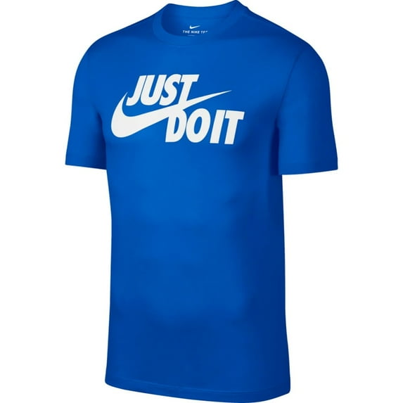 Nike Men's T-Shirt Sportswear "Just Do It" Short Sleeve Crew Neck Athletic Shirt, Royal / White, S
