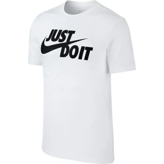 Nike Men's T-Shirt Sportswear "Just Do It" Short Sleeve Crew Neck Athletic Shirt, White / Black, M