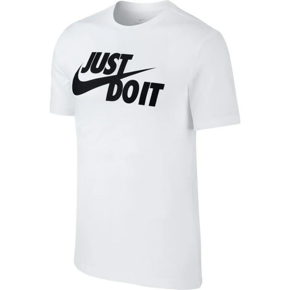 Nike Men's T-Shirt Sportswear "Just Do It" Short Sleeve Crew Neck Athletic Shirt, White / Black, M