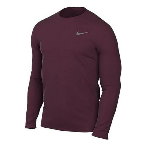 Nike Men's Team Legend Long Sleeve Tee Shirt (Large, Deep Maroon)