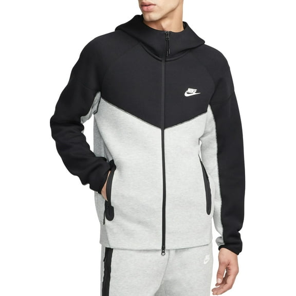 Nike Men's Tech Fleece Full-Zip Windrunner Hoodie (Dk Grey Heather/Black, L)