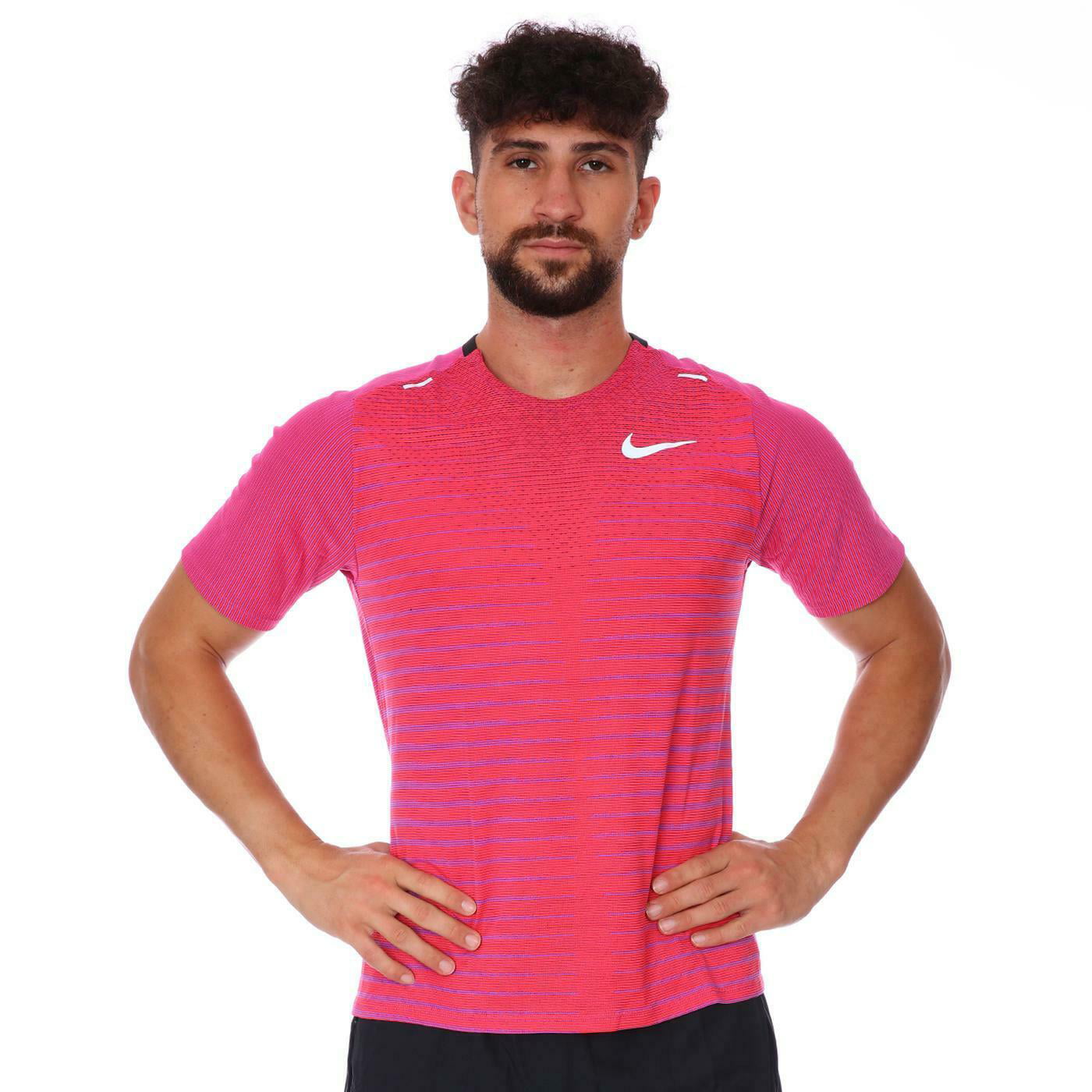 Nike Men\'s TechKnit Future Fast Vivid Purple Slim Fit Running T Shirt Size  XL