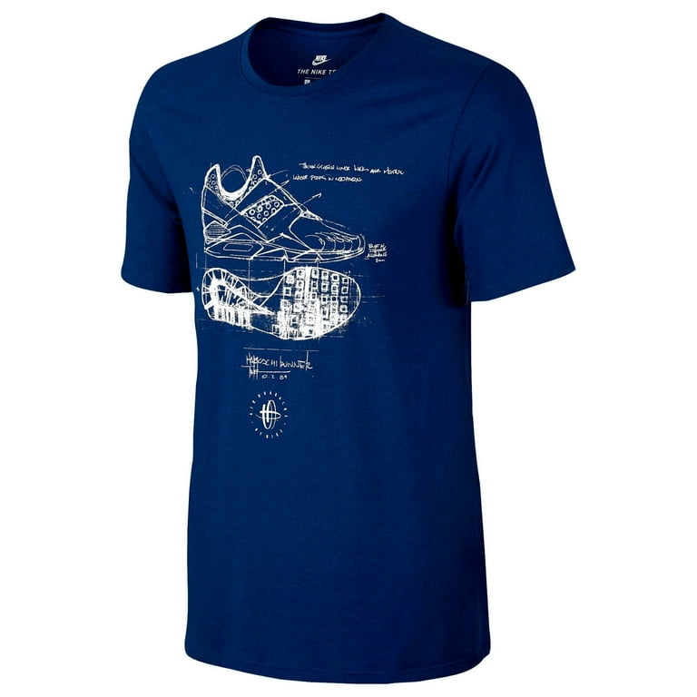 Nike Men's Tri-Blend Huarache Sketch T-Shirt Small Navy Blue