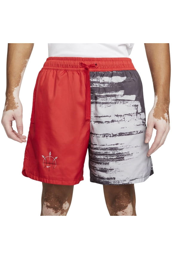 Men's Woven Flow Summer Hoop Shorts Large Red Anthracite Gray