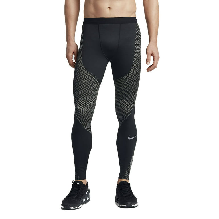 Nike Men's Zonal Strength Performance Compression Running Tights, Black,  Large 