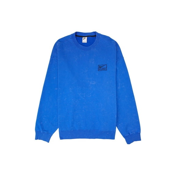 Nike Men's x Stussy Acid Wash Crew Fleece Blue, from StockX