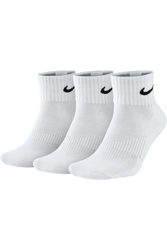 Mens 3PK Cushioned Quarter Socks White 12-15