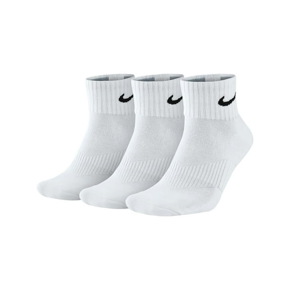 Nike Mens 3PK Cushioned Quarter Socks White 12-15