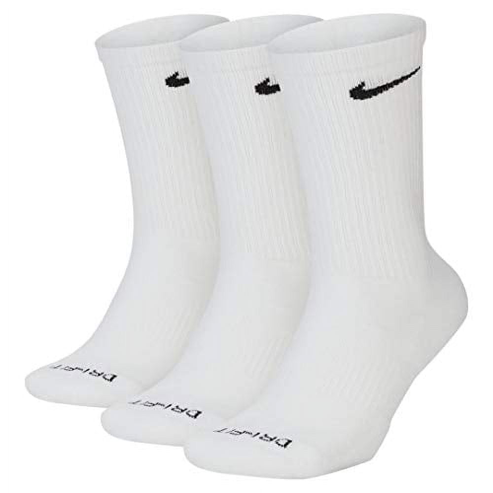 Nike Men's Everyday Plus Dri-FIT Cushion Crew Socks, 3-Pack, White