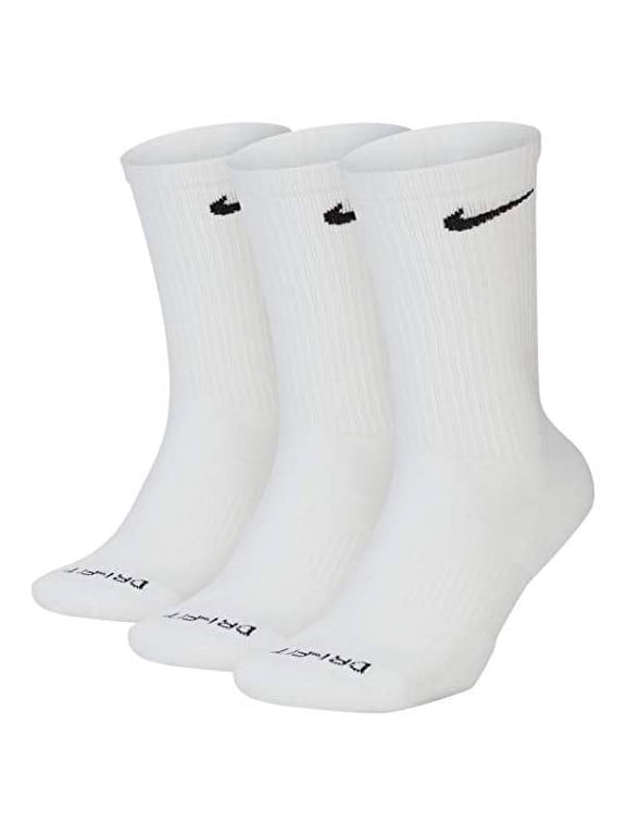 Men's Nike 3-Pack Everyday Plus Dri-FIT Cushion Crew Training Socks Color: White Size: 12-15