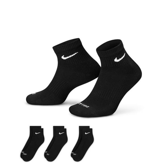 Men's Nike 3-pack Everyday Plus Cushion Ankle Training Socks Color: Black Size: 12-15