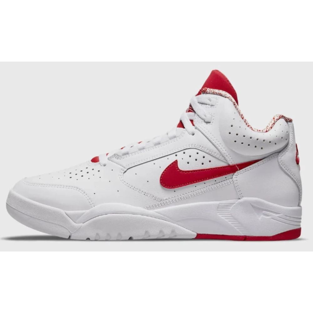 NIKE Basketball Mid Shoes, White and Red, 7.5