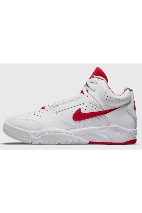 Basketball Mid Shoes, White and Red, 7.5