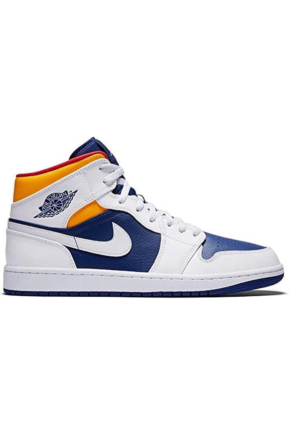 Mens Air Jordan 1 Mid Basketball Shoe Royal Blue Laser Orange 554724-131 Size 8