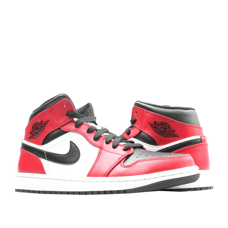 Nike Men Red & White Air Jordan 1 MID Leather Basketball Shoes