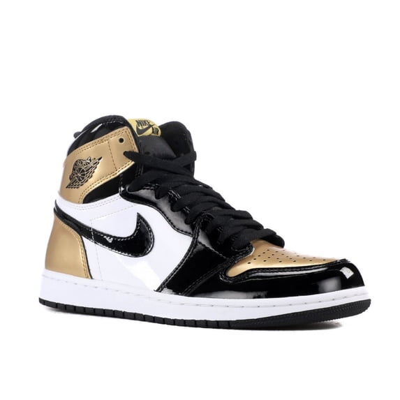 Nike Mens Air Jordan 1 Retro High OG NRG Top 3" Black/Metallic Gold Leather Size 10.5
