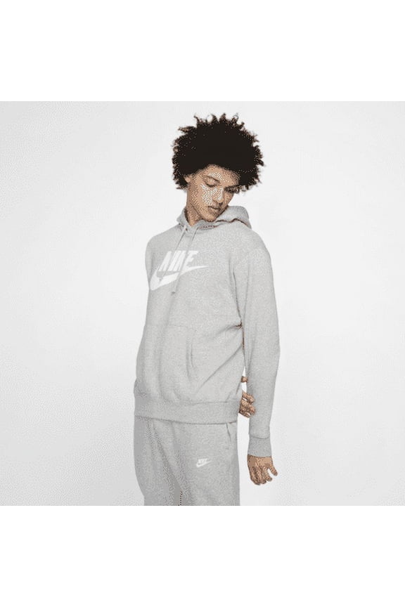 Nike Mens Big & Tall NSW Club Hoodie Pullover Graphic Dark Grey Heather/Matte Silver/White MD Tall