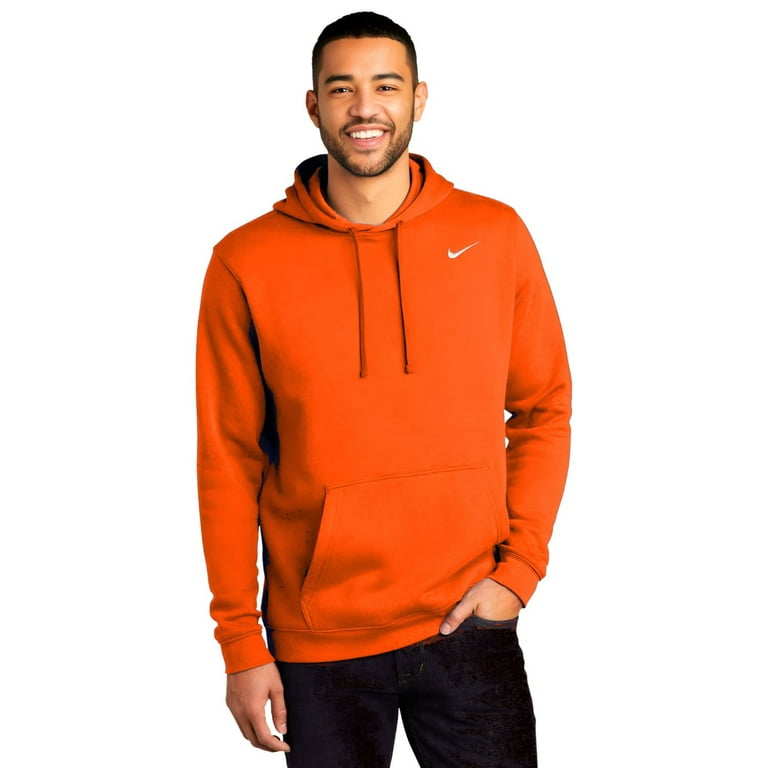 Nike Mens Club Fleece Pullover Hoodie CJ1611 (Orange, Medium