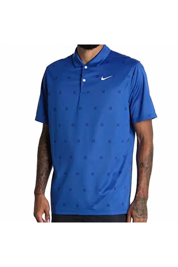 Mens Dri-fit Victory Polo (Small, Blue Square Print)