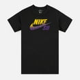 thumbnail image 1 of Nike Mens Dry Dri-Fit Swoosh Logo Casual Skate T-Shirt Black and Purple XL, 1 of 2