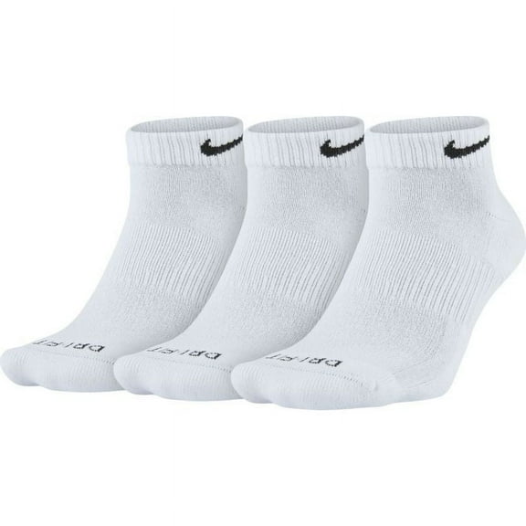 Men's Nike 3-pack Everyday Plus Cushion Low-Cut Training Socks Color: White Size: 12-15