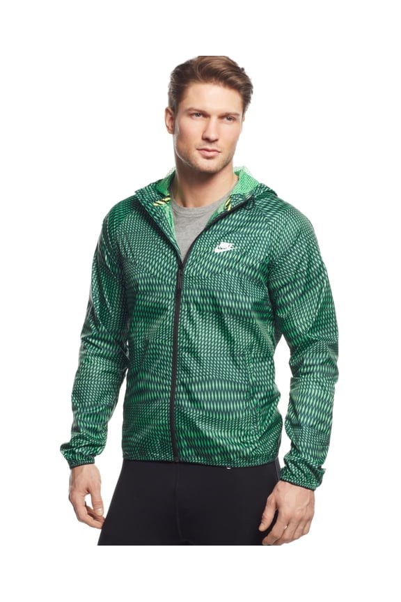 Mens Full Zip Windbreaker Jacket,Green/Black,XL