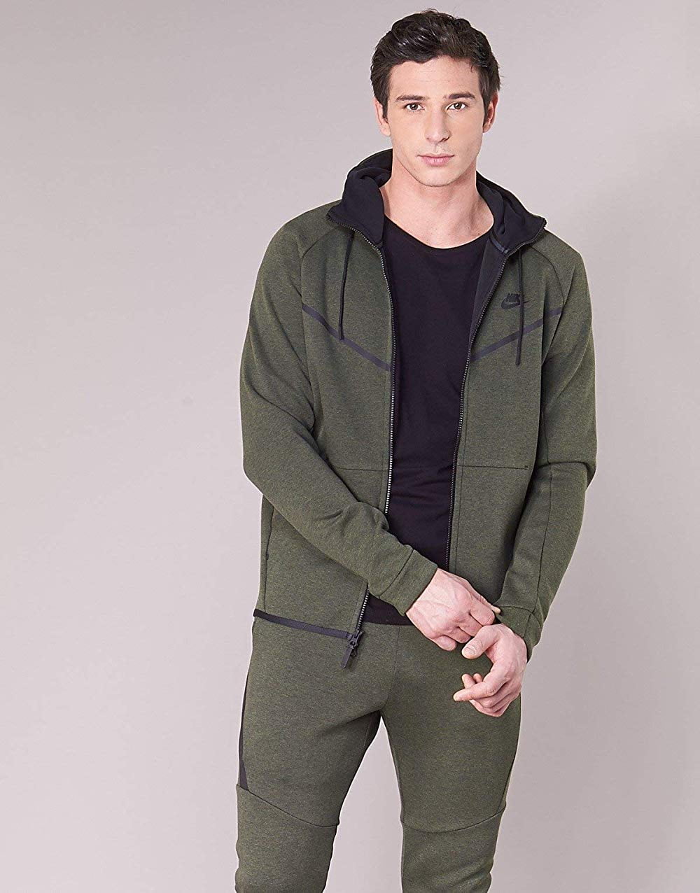 Nike Mens Hooded Zipper Tech Fleece Hoodie,Sequoia Heather/Black,XXXLarge