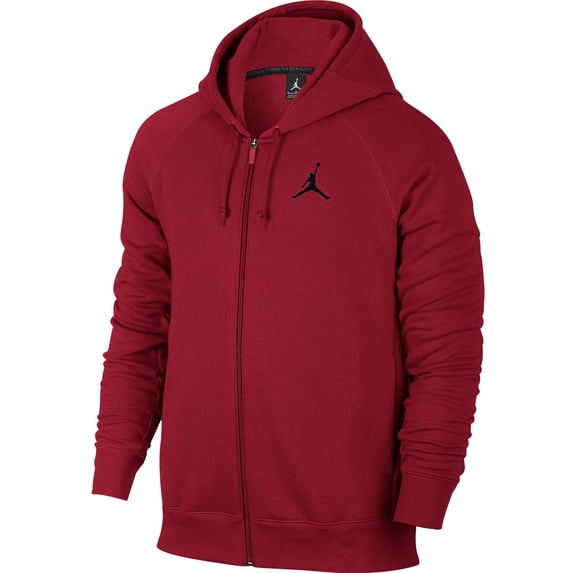 Nike Mens Jordan Flight Full Zip Hooded Sweatshirt Gym Red/Black 823064-687 (X-Large)