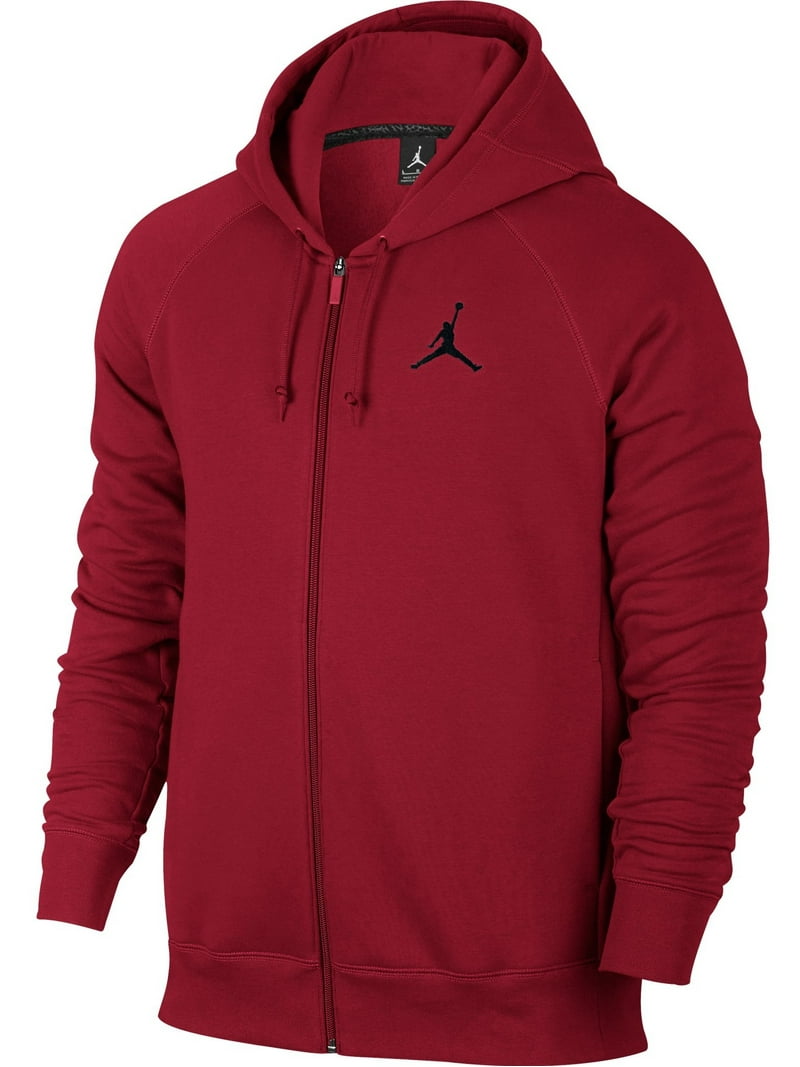 Nike Mens Jordan Flight Full Zip Hooded Sweatshirt Gym Red/Black