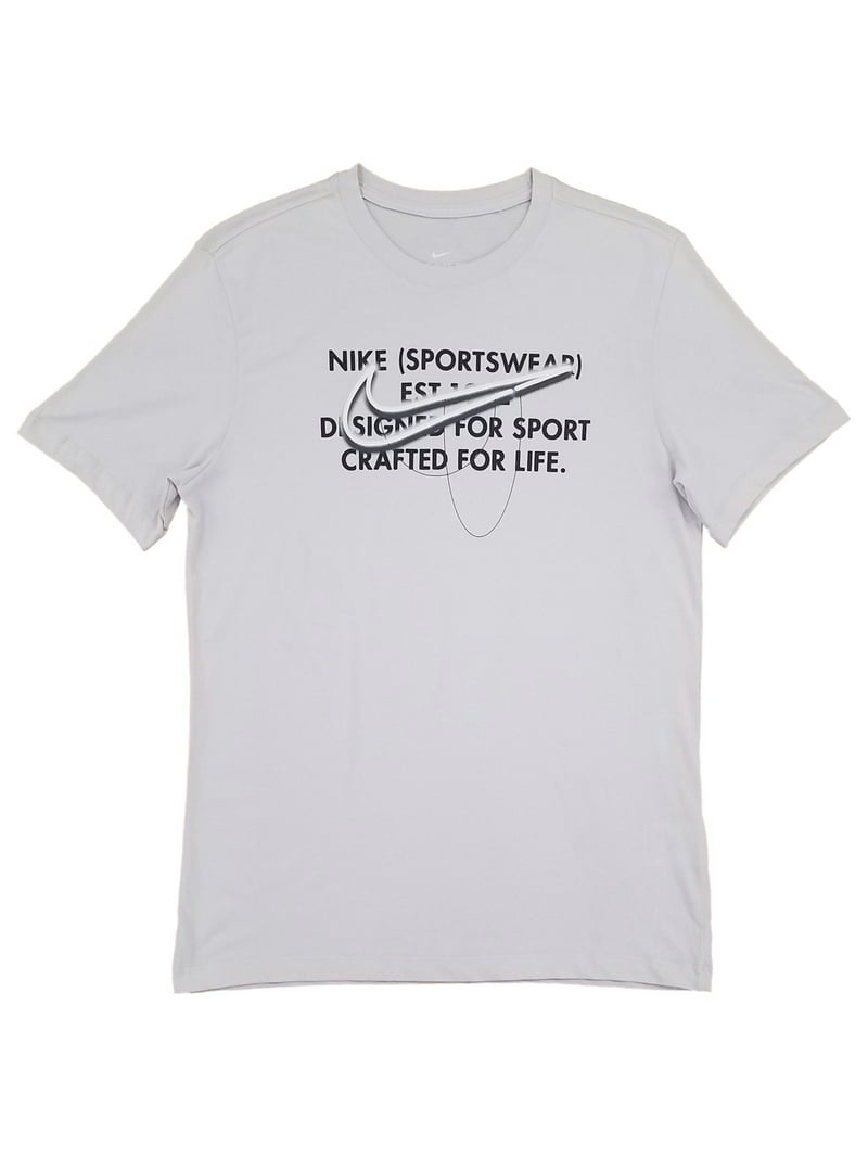 Nike Mens Light Gray Sportswear Graphic Tee Crew Neck Short