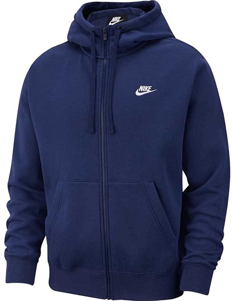 Nike Mens NSW Club Full Zip Hoodie Midnight Navy/Midnight Navy/White  X-Large - Walmart.com