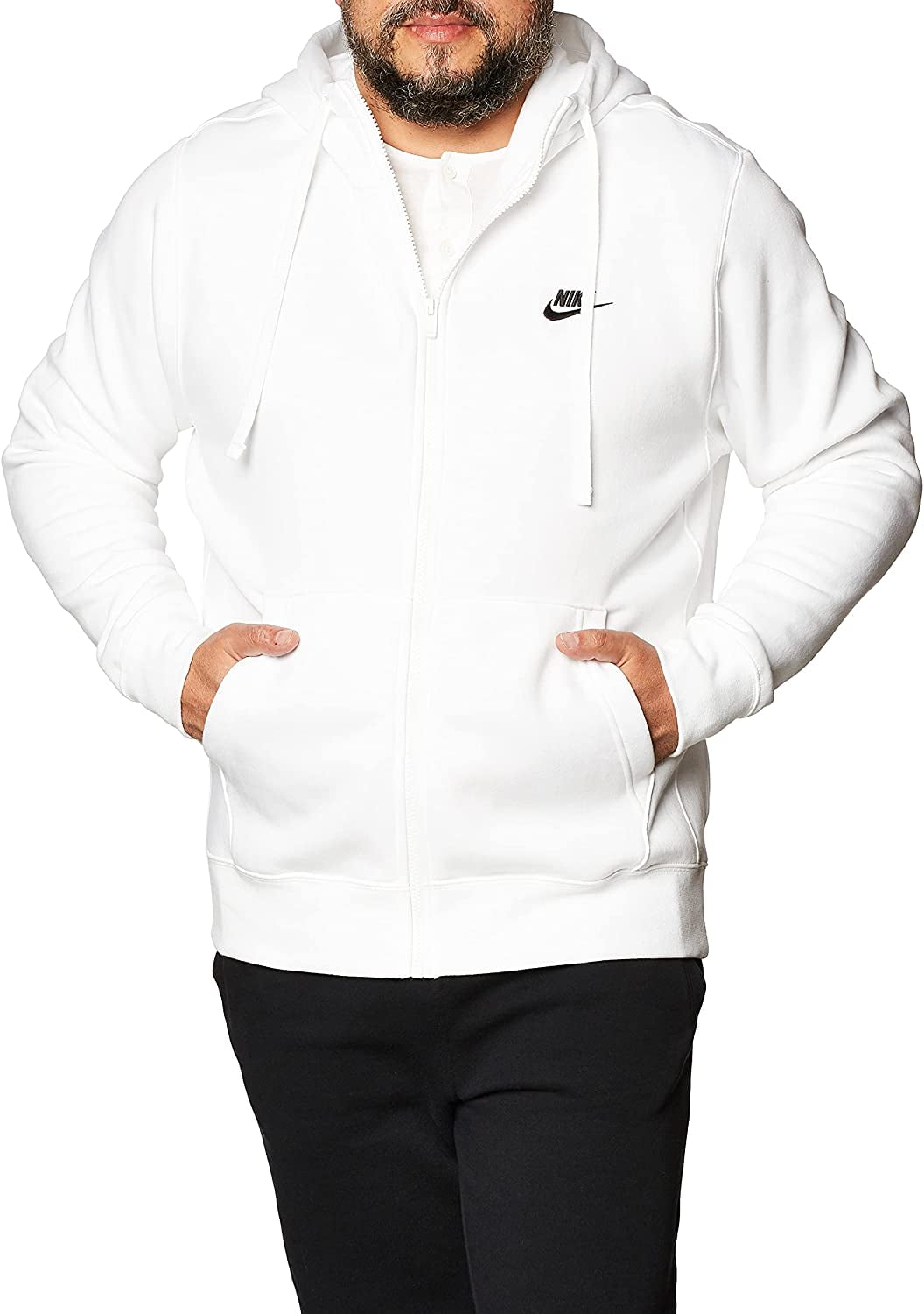 white nike full zip hoodie