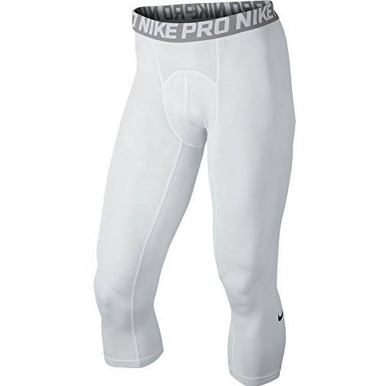Nike Mens Pro Cool 3 4 Compression Tights White Matte Silver 703082 100 Size Large Walmart