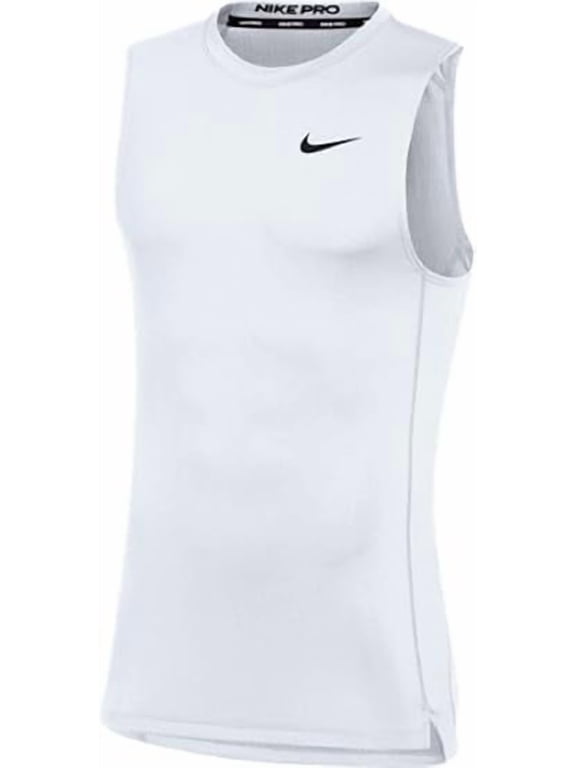 Mens Pro Sleeveless Fitted Training Tee (Medium, White)