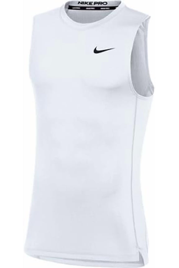 Mens Pro Sleeveless Fitted Training Tee (Medium, White)
