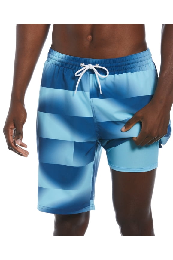 Men's Swim Trunks Water Stripe Active Ombre Blue S New