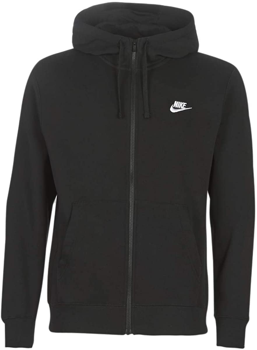 Nike Mens Sportswear Club Fleece Full Zip Hoodie Black/Black/White ...