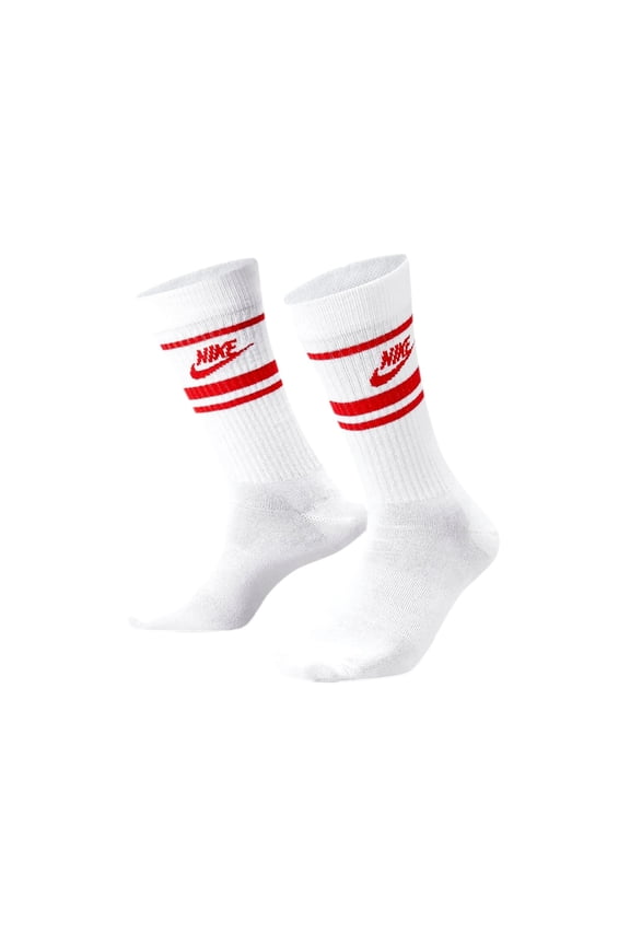 NSW Everyday Essential Crew 3 Pack Socks White/Red  DX5089-102 Men's Size M