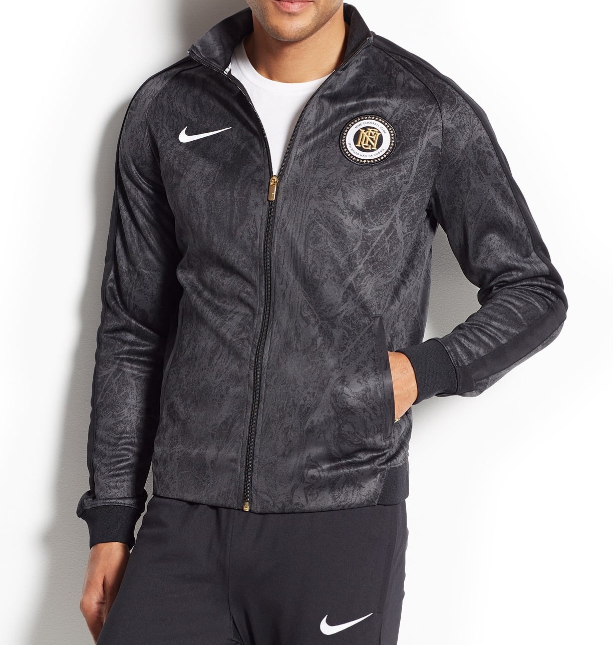 Nike Mens Allover Print Jacket Size-Large Color-Black/Gold