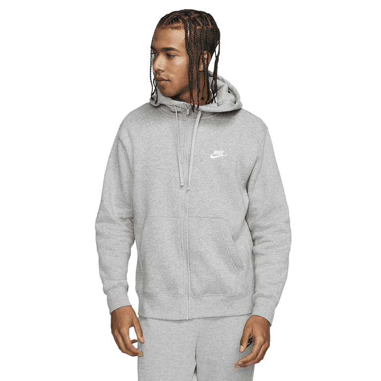 Nike NSW Club Fleece Full-Zip Hoodie Dark Gray Heather/White