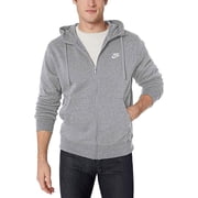 Nike Mens Sportswear Club Fleece Full Zip Hoodie, Fleece Zip-Up Hoodie Men, Dark Grey Heather/Mattelic Silver/White, XL