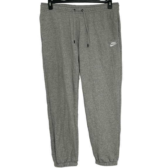 Nike Womens Dark Grey Heather White Logo Essential Fleece Sweatpants Size XL $60